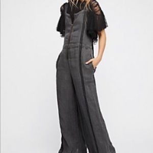 EUC Free People Linen Wide Leg One Piece- LG